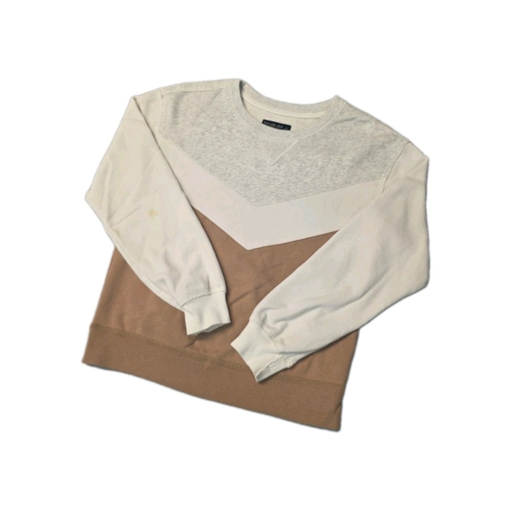 Abercrombie & Fitch Chevron Colorblock Size S Gray White Brown Crewneck... - Picture 2 of 8